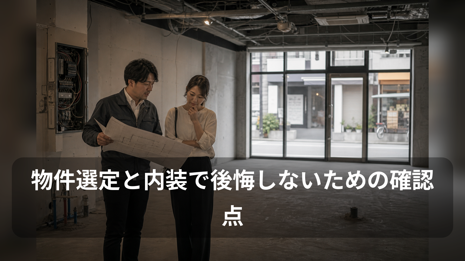 物件契約前に店舗設備と図面を確認する事業主と専門家